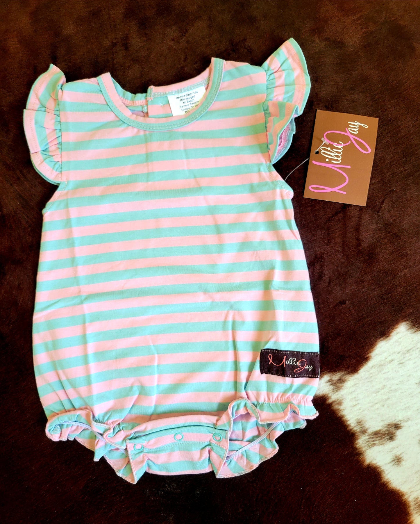 Millie Jay Striped Ruffle Onesie