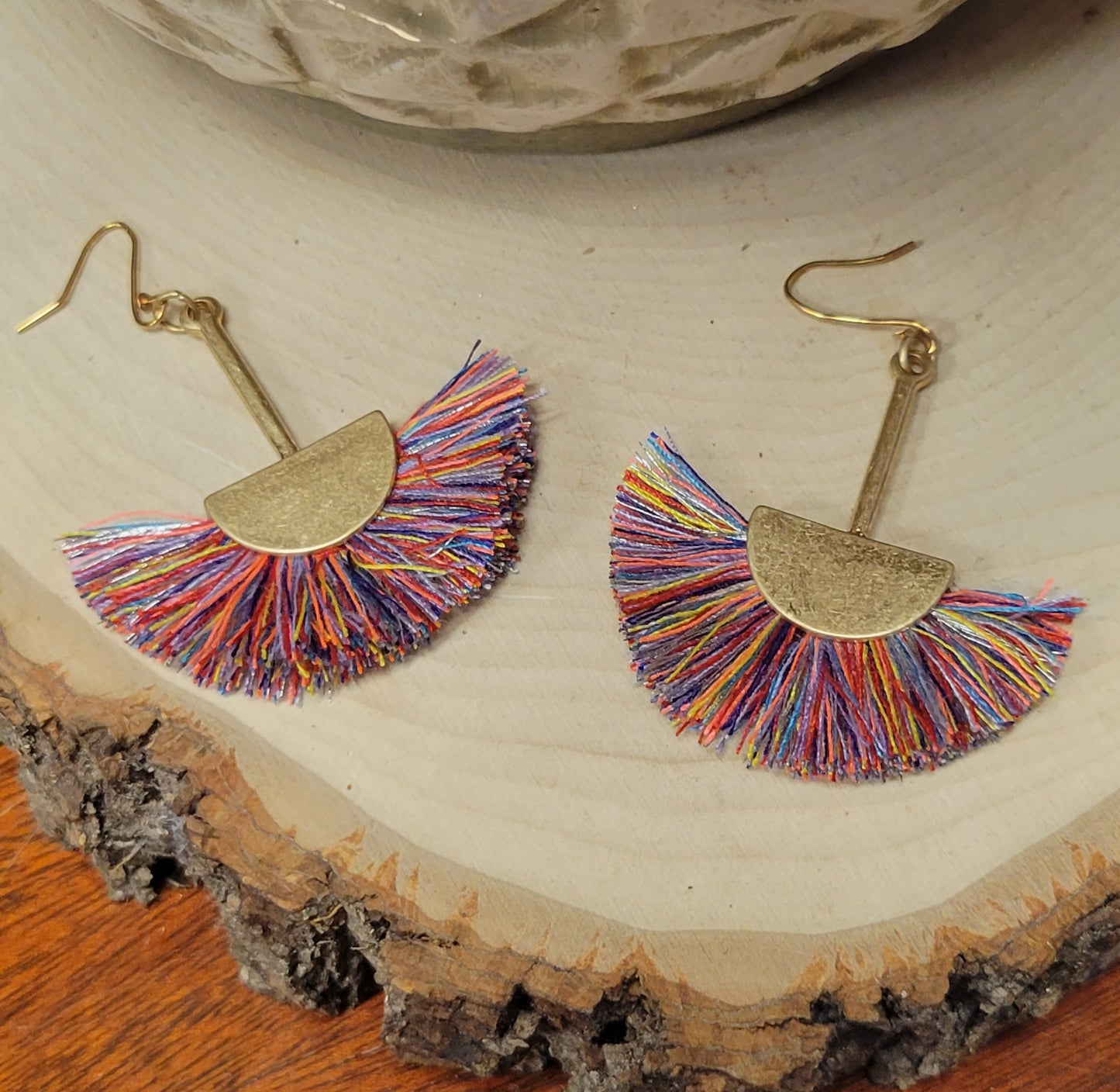 Multi Color Fringe Earrings