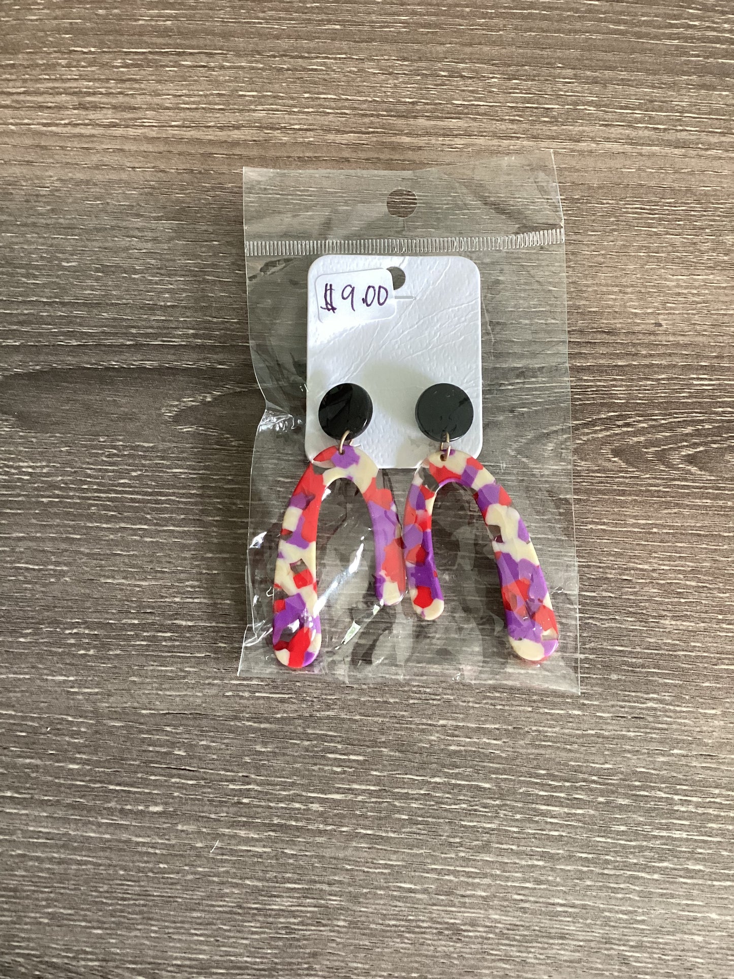 Purple Red Abstract Earrings