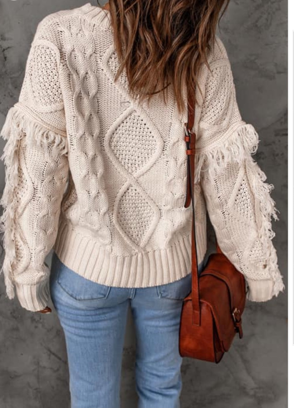 Apricot Fringe Sweater