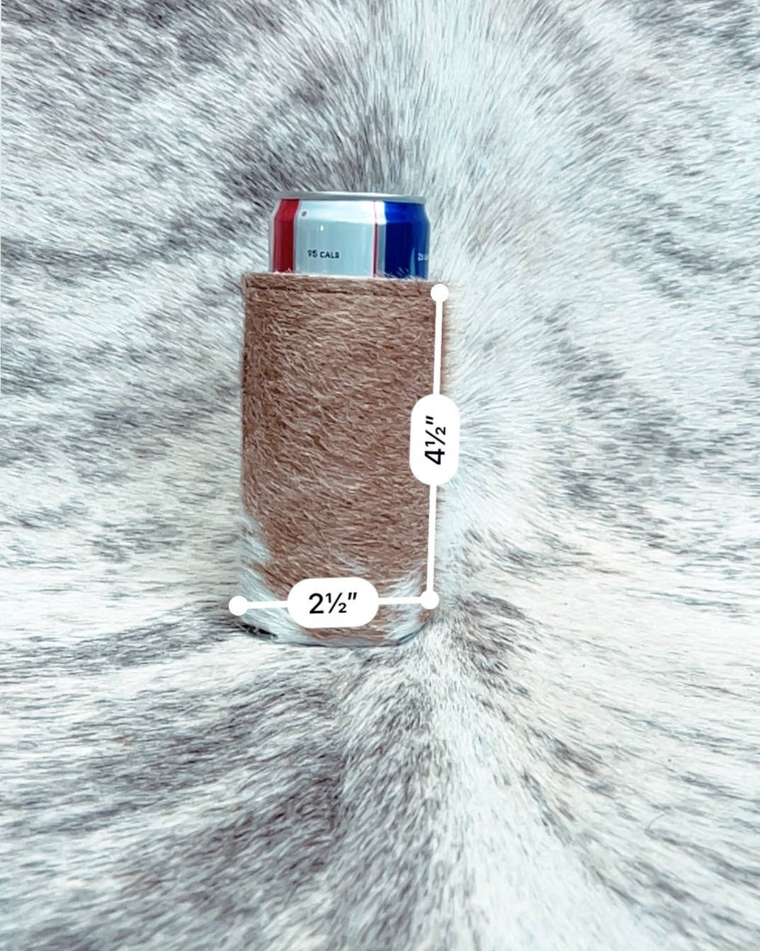 Skinny Can Cow Hide Koozie