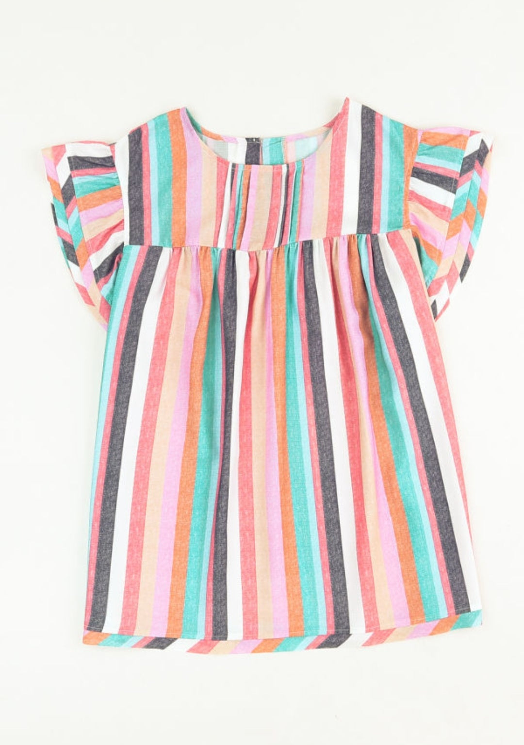Multicolor Striped Ruffle Sleeve Top