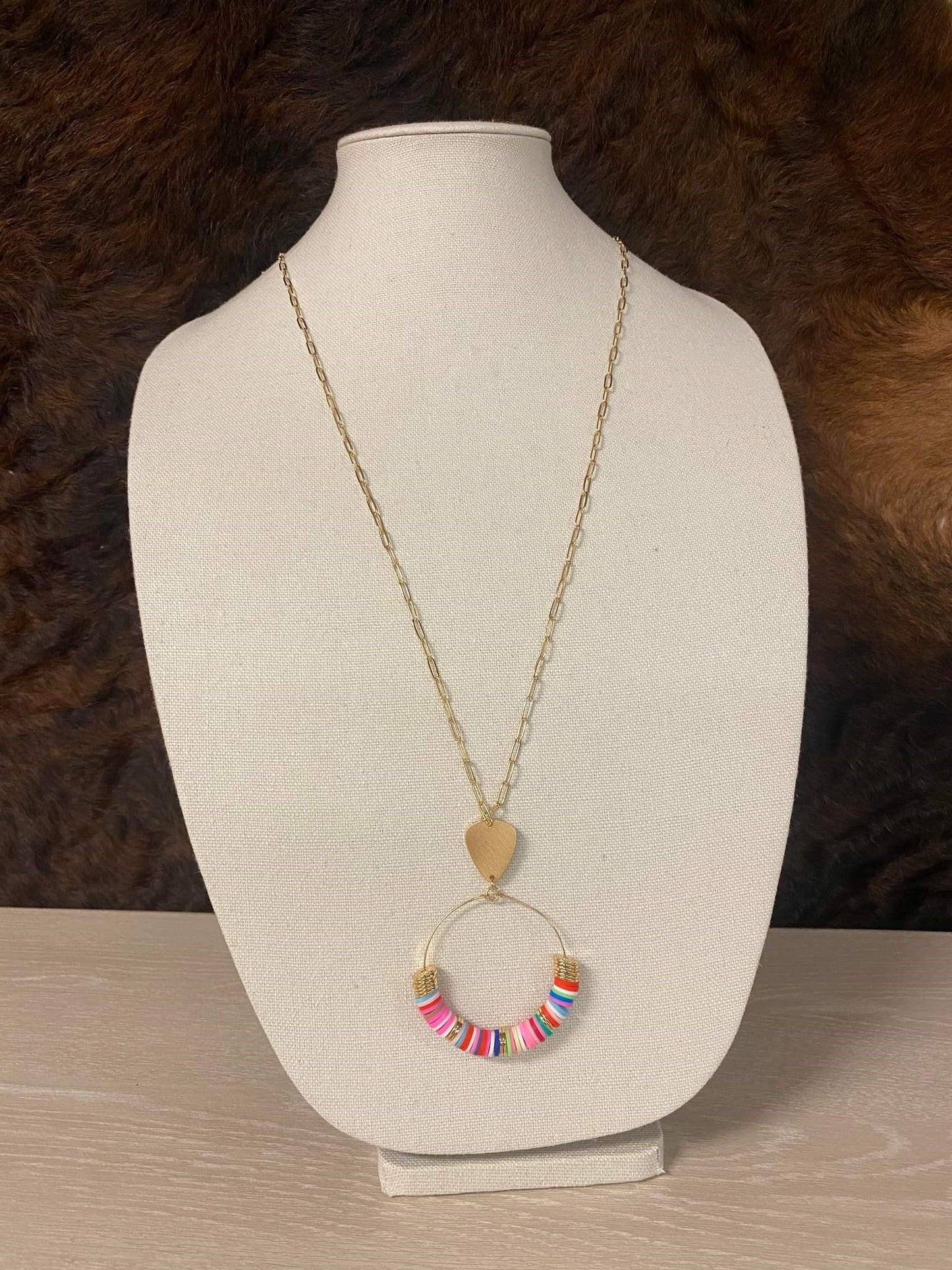 Long Multicolor Chain Necklace