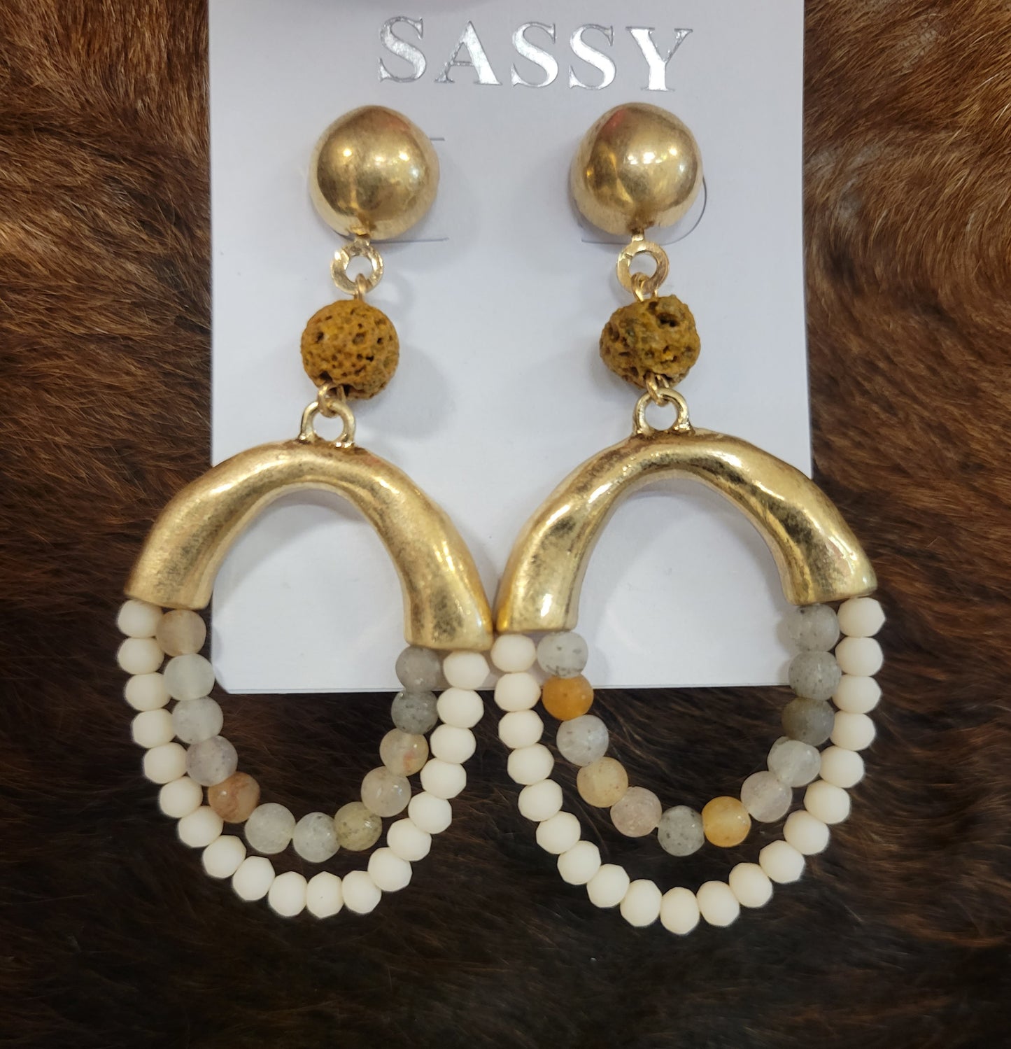 Gold & Stone Earrings