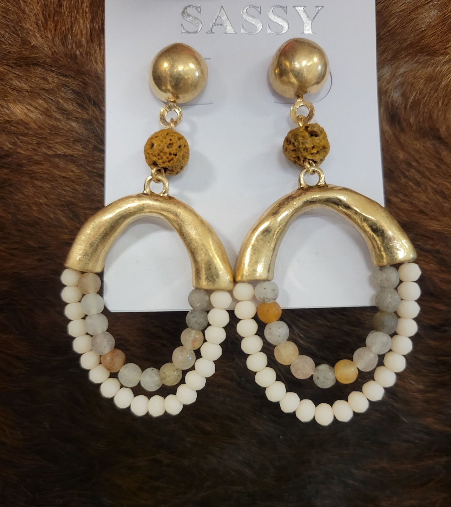 Gold & Stone Earrings