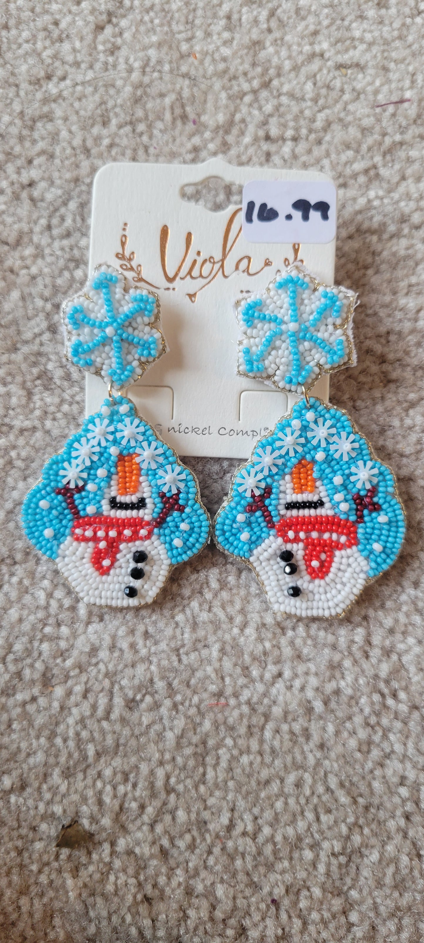 Snowman Christmas Earrings