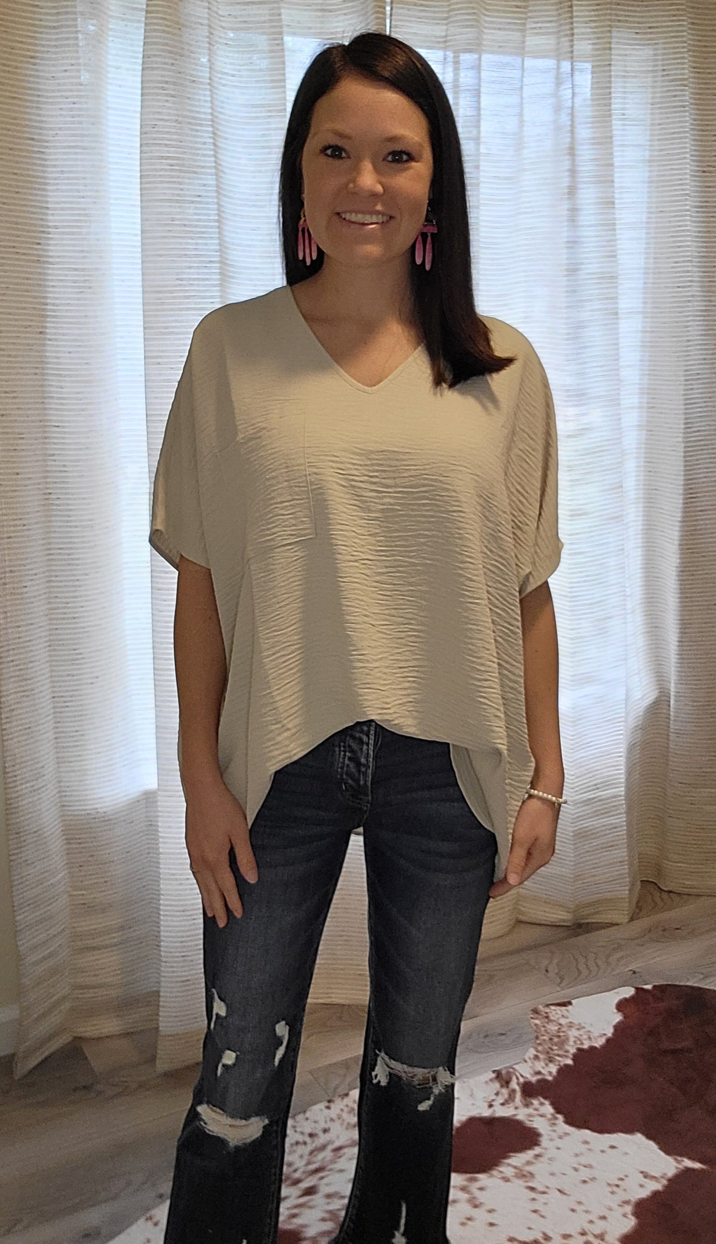 Woven Airflow V-Neck Top