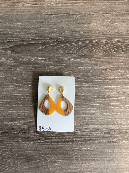 Mustard And Wood Earrings