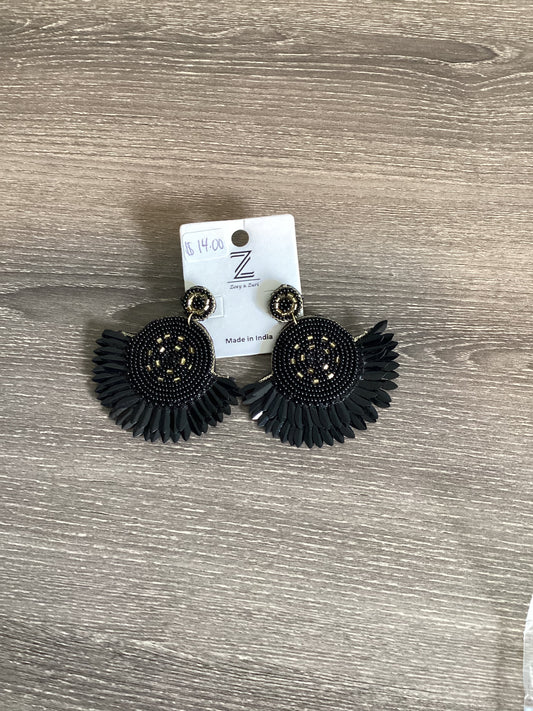 Black Gold Beaded Earrings