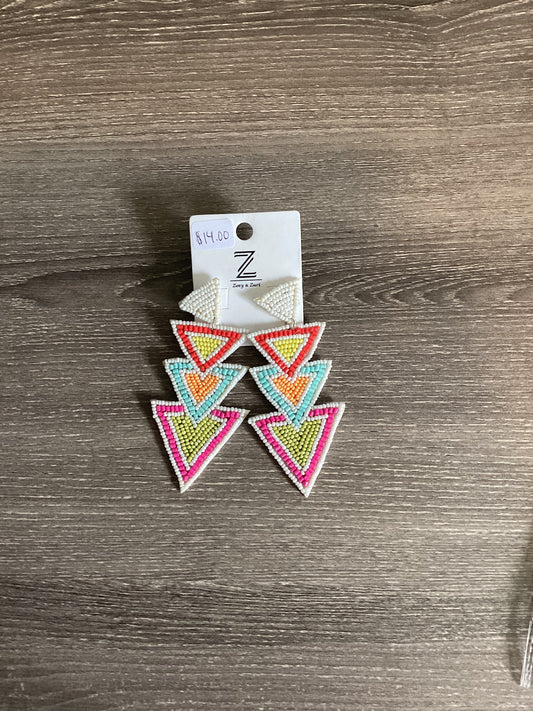 Colorful Beaded Triangle Earrings