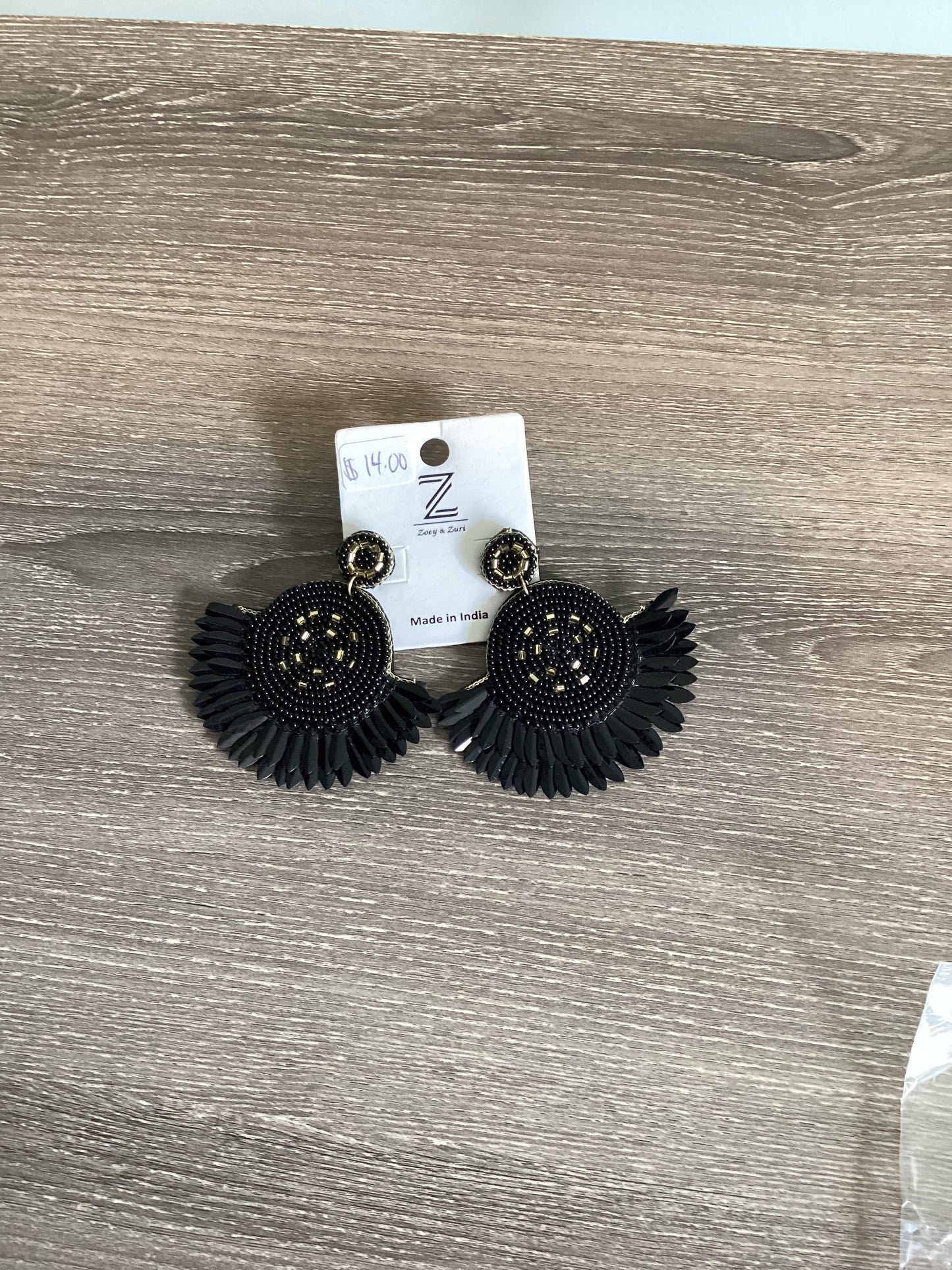 Black Gold Beaded Earrings