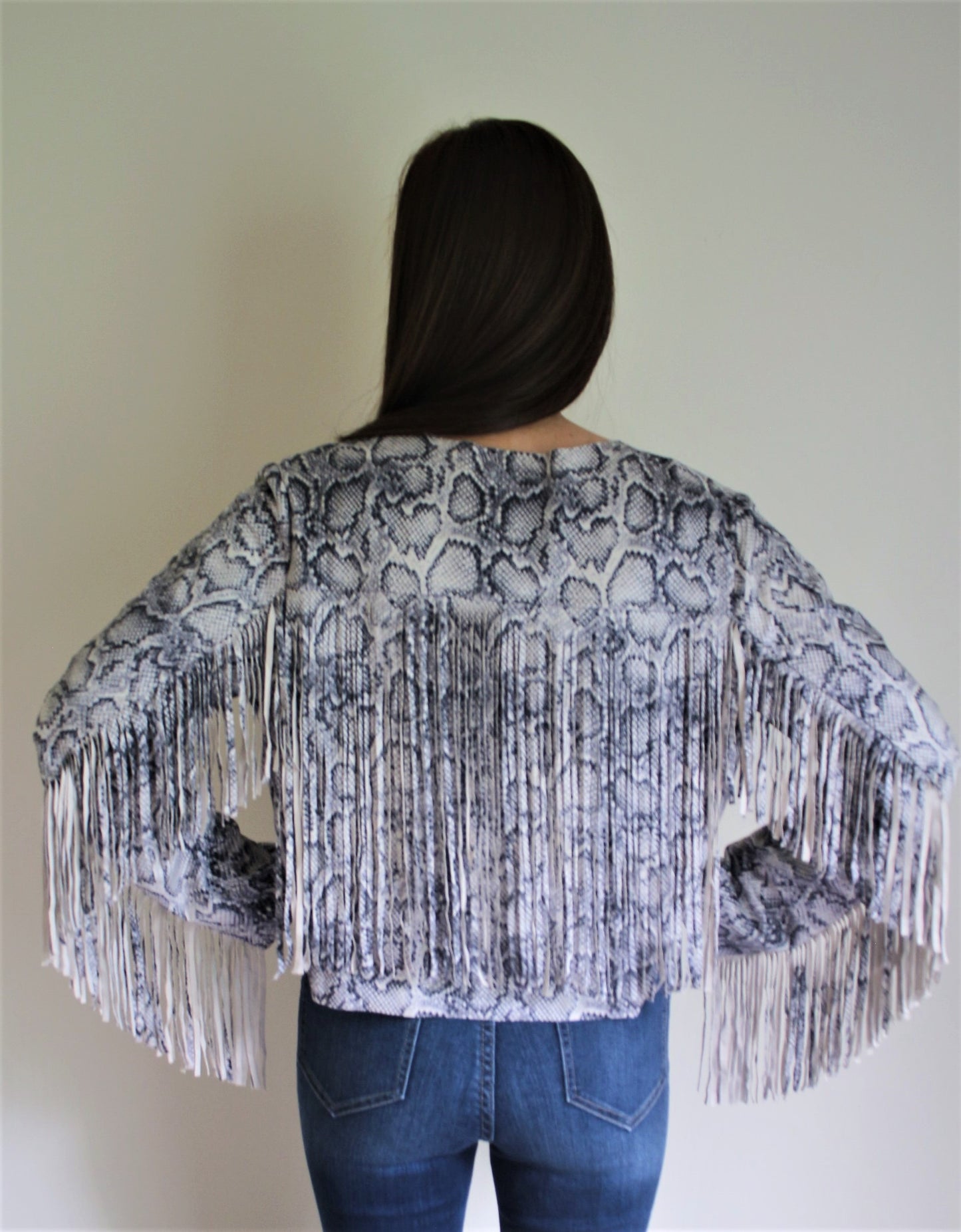 Animal Print Fringe Jacket