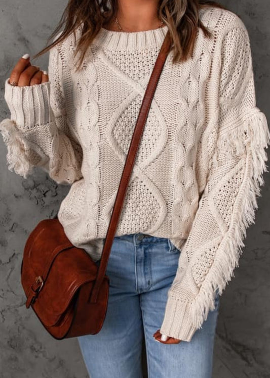 Apricot Fringe Sweater